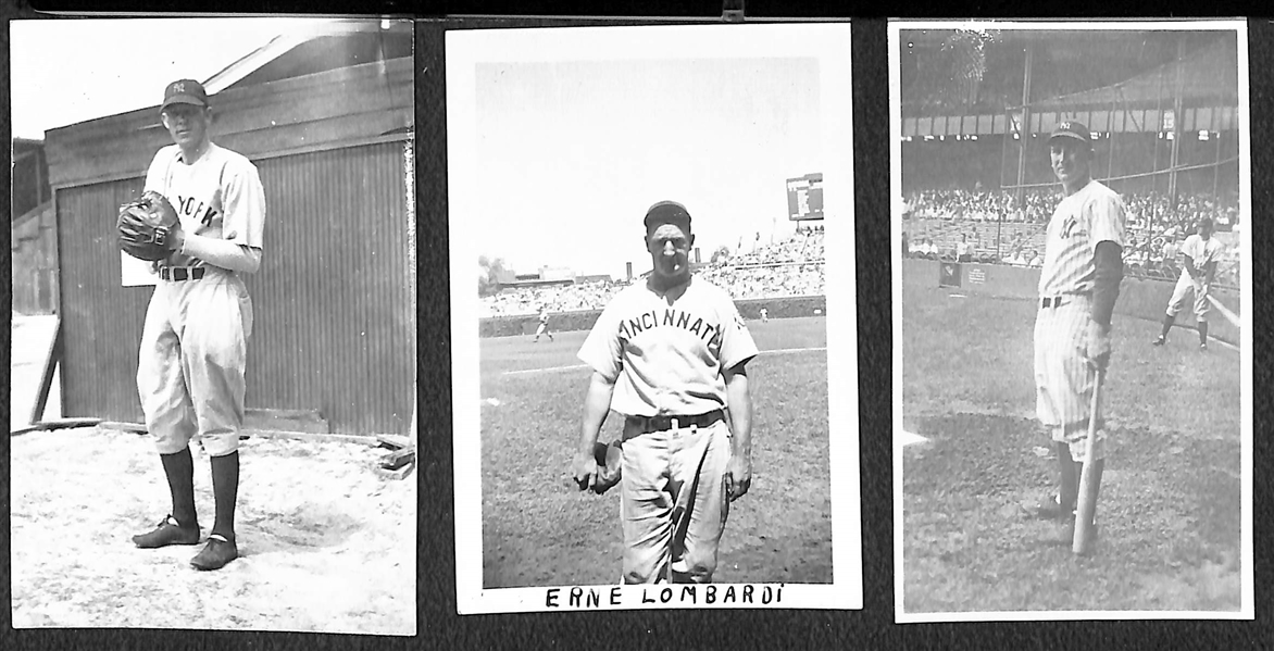 Lot of (5) Original Old Baseball Pocket Photos Inc. Bill Dickey, Ernie Lombardi, Ardt Jorgens, Hank Leiber, and Max West