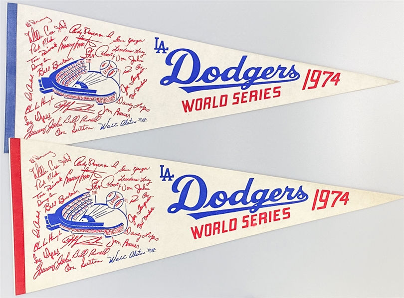 (11) Old Baseball Full-Size Pennants (Most 1969-1974), Inc. (2) 1974 Dodgers WS, Rangers, A's, White Sox, Indians, Red Sox, Orioles, Blue Jays,  (2) Mariners