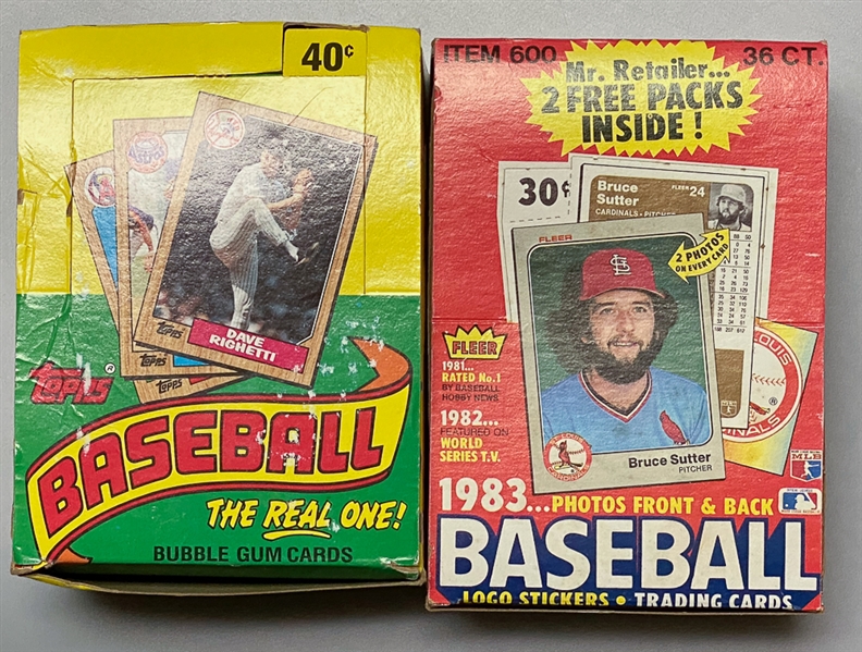 Lot of (2) Unopened Baseball Wax Boxes - 1983 Fleer and 1987 Topps