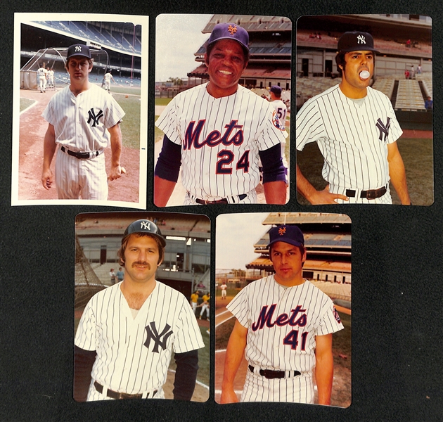 (50) Original 1970-1975 Yankees & Mets Photos (Munson, Mays, Pinella, Martin, Seaver, +).  10 of the Photos Show Joe DiMaggio at a Yankees Old Timers Game.
