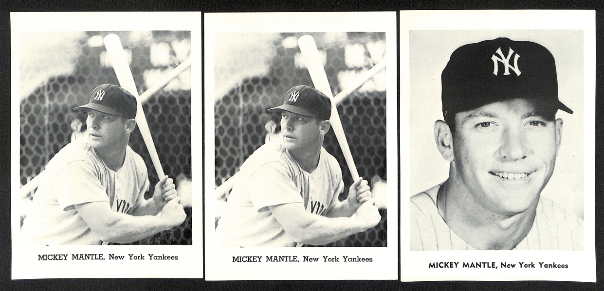 Yankees Photo Lot w/ Various Mickey Mantle (3 Jay Publishing, 2 Dexter Press, JD McCarthy Post Card), Maris (2 Jay Publishing) +
