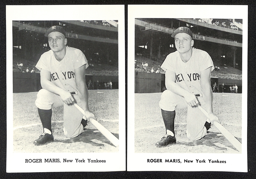Yankees Photo Lot w/ Various Mickey Mantle (3 Jay Publishing, 2 Dexter Press, JD McCarthy Post Card), Maris (2 Jay Publishing) +