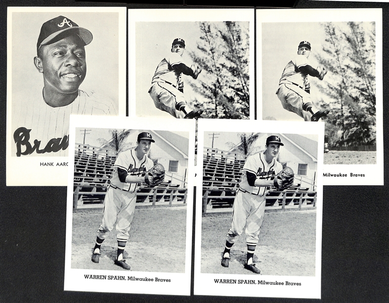 Lot of (35) Braves Star/HOF Photos Inc. (7) Hank Aaron, (7) Spahn, (2) Mathews,  (6) Niekro, (11) Torre, Wilhelm, Schoendienst, (2) Cepeda