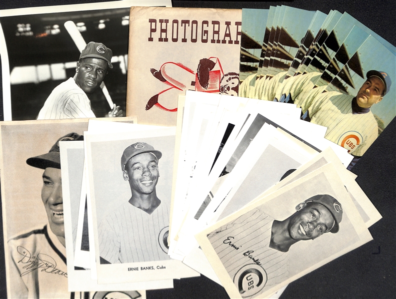 (72) Chicago Cubs Photos Inc. 1941 Team Set with Original Envelope, Jay Publishing inc. (6) Banks, (3) Durocher, (14) Santo, (11) Billy Williams, & 2 (Jenkins)