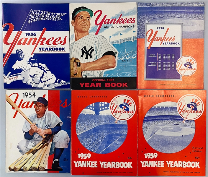 Lot of (14) 1950s New York Yankees Yearbooks, Programs, & Sketchbooks - 1950 thru 1959