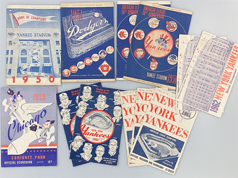 Lot of (12) 1950s-1960s Scorecards - Primarily New York Yankees