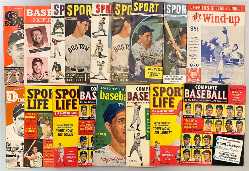 Lot of (17) 1930s-1960s Baseball Magazines & Publications Featuring Mickey Mantle