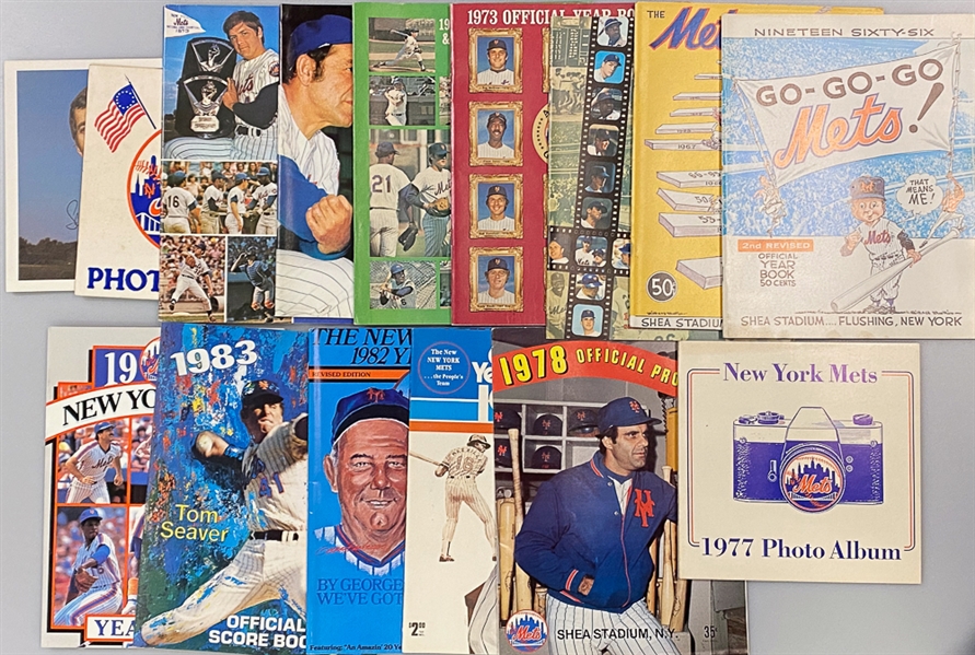 Lot of (14) 1960s-1980s New York Mets Yearbooks, Score Cards, Programs, & Photo Albums