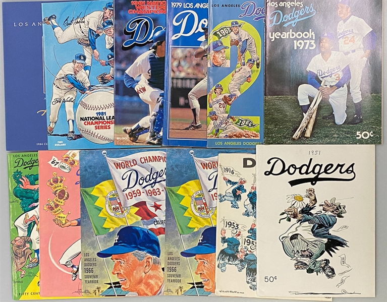 Lot of (27) 1950s-1980s Dodgers Yearbooks & Score Cards