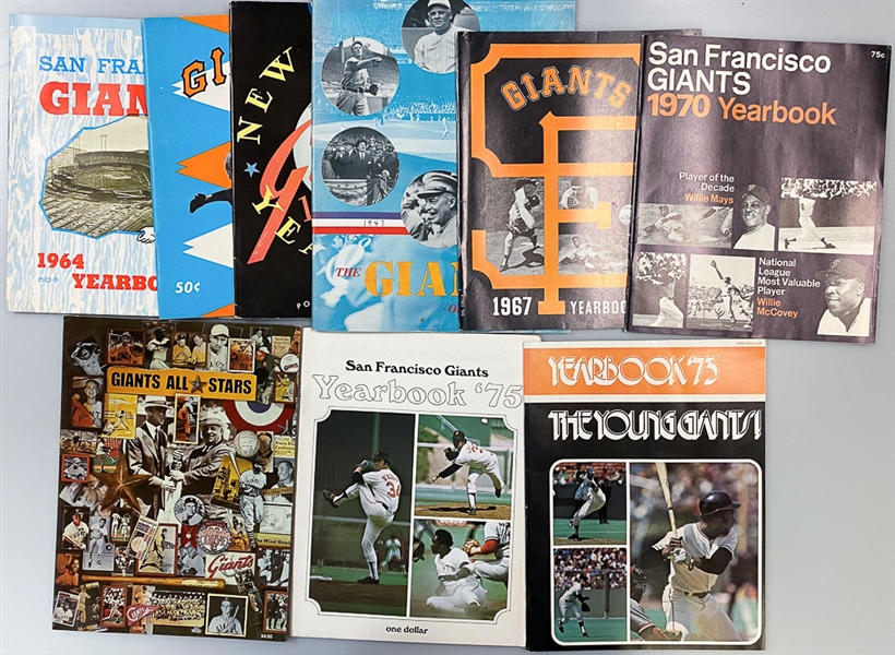 Lot of (9) 1940s-1980s New York/San Francisco Giants Yearbooks