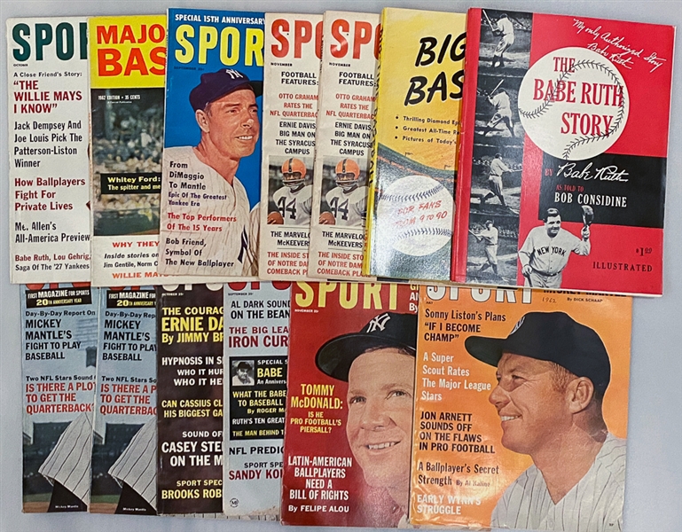 Lot of (25) 1940s-1970s Baseball Publications w. Babe Ruth Story/ Sport Magazines/Yankees/Mantle
