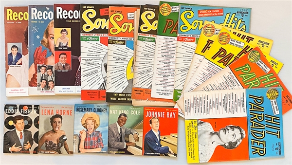 Lot of (17) 1950s Entertainment Publications - Pocket Celebrity Scrapbooks/Hit Parader/Song Hits/Recordland