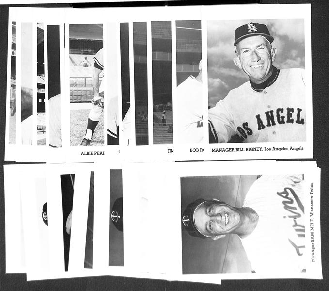 Over (120) Team Issue Photos w/ Team Sets inc. (2) 1967 Indians,  1964 sets in envelopes (Twins, White Sox, Angels, Tigers), Jay Pub Kaline , Killebrew