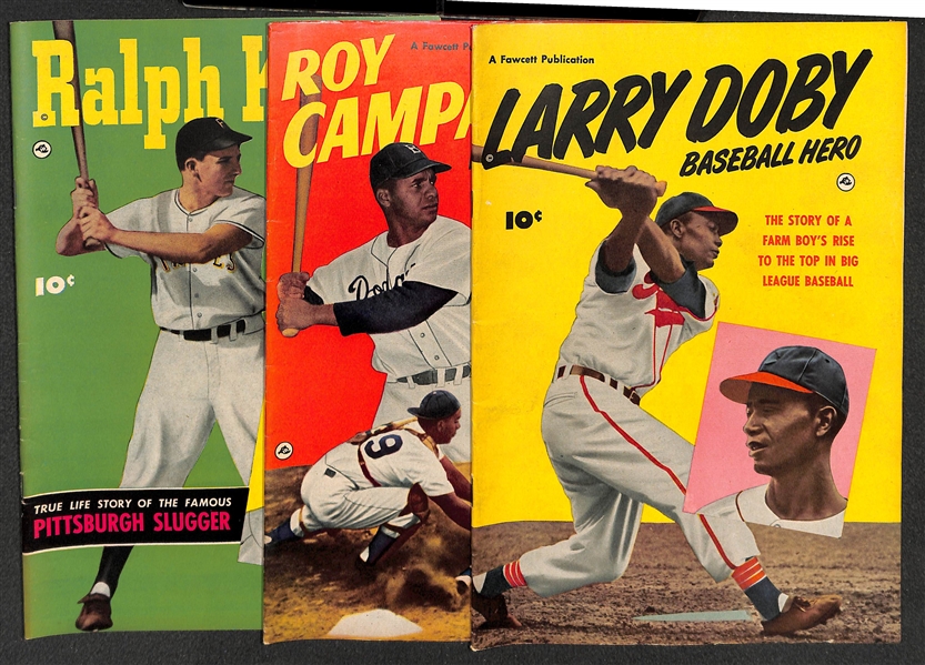 Lot of (3) Nice 1950 Fawcett Publication Baseball Hero Comic Books (Campanella, Doby, Kiner)