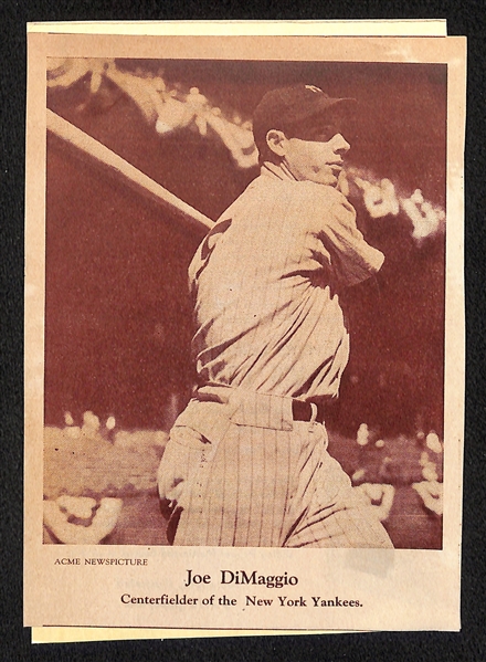 Lot of (7) c. 1940s HOFer Baseball Premiums - Inc. Lou Gehrig, (3) Joe DiMaggio,  (2) Joe Gordon, and Joe Medwick (Some Trimmed)