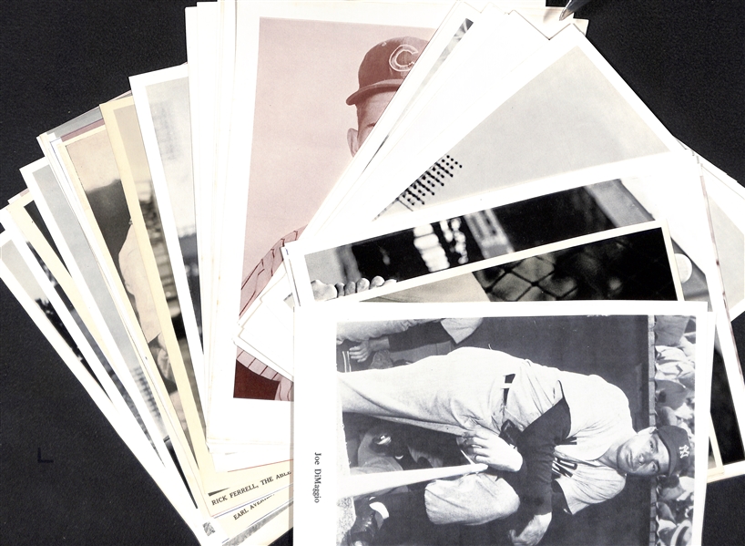 Lot of (68) Mostly HOFer Photos & Prints (Some Rare) - Inc. Mays, Koufax, DiMaggio, Ted Williams, Banks,  Cobb (Many Sports Fax, Baseball Magazine Premiums, and Photos)