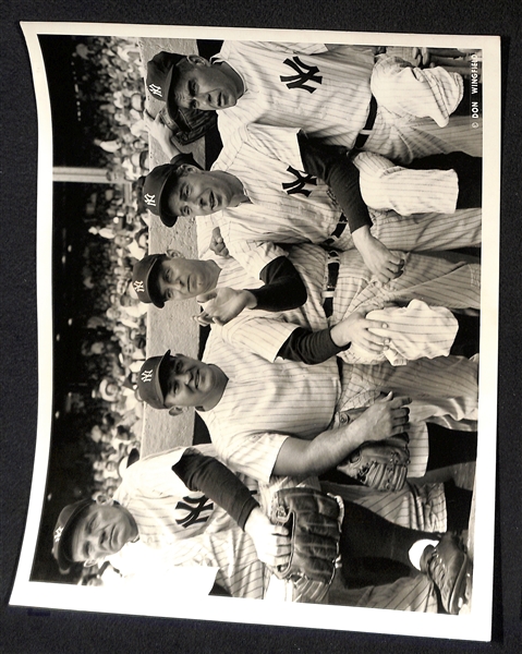 Lot of (2) Original Don Wingfield Yankees Photos (w/ DiMaggio, Ruffing, Gomez, Keller, Gordon, Combs, Barrow, +)