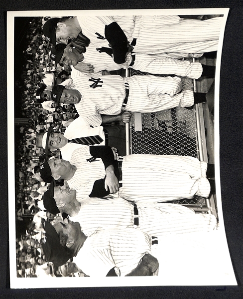 Lot of (2) Original Don Wingfield Yankees Photos (w/ DiMaggio, Ruffing, Gomez, Keller, Gordon, Combs, Barrow, +)