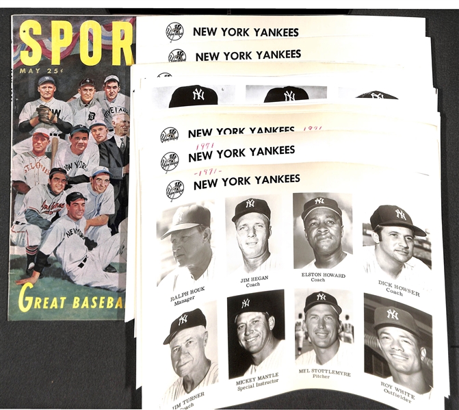 Lot of (19) Team Collage Photos (from 1960s/70s), 1951 Sport Baseball Jubilee, and (9) RARE 1972 TCMA Prints (Reprints of Early 1900s Cabinet Photos w/ Original Envelope from TCMA)