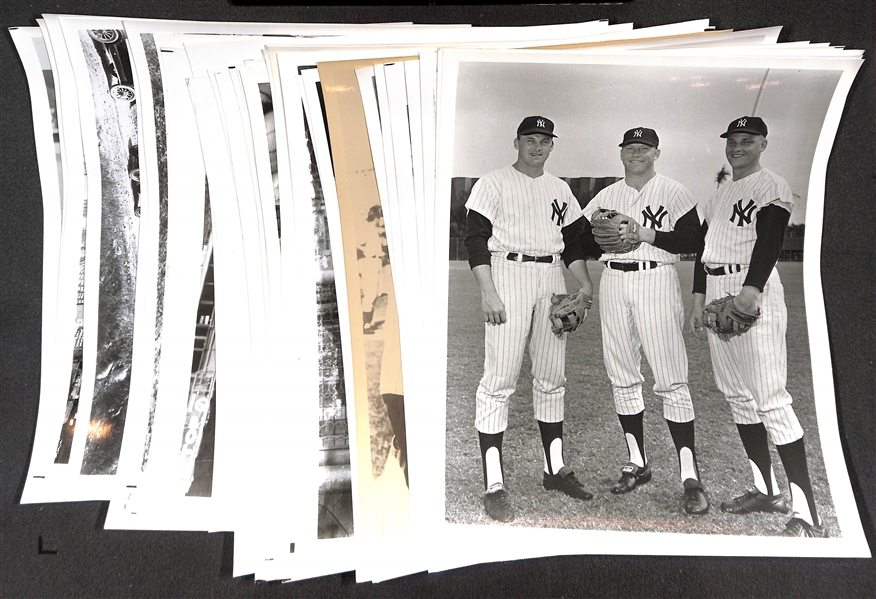 Lot of (42) Baseball Photos - Most Printed in the 1960s or early 1970s Mostly Yankees and Baseball Stadiums inc. Ruth, Gehrig, DiMaggio