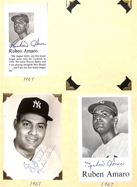 Lot of (8) Signed Clippings/Photos Inc. (3) Yogi Berra, (3) Amaro, Tommy Agee, Ken Boswell - JSA Auction Letter