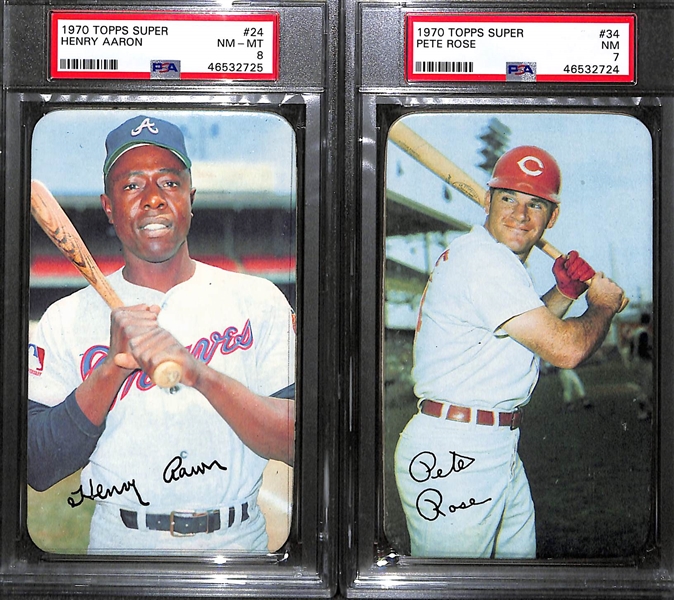 1970 Topps Super Lot of (2): Hank Aaron PSA 8 and Pete Rose PSA 7