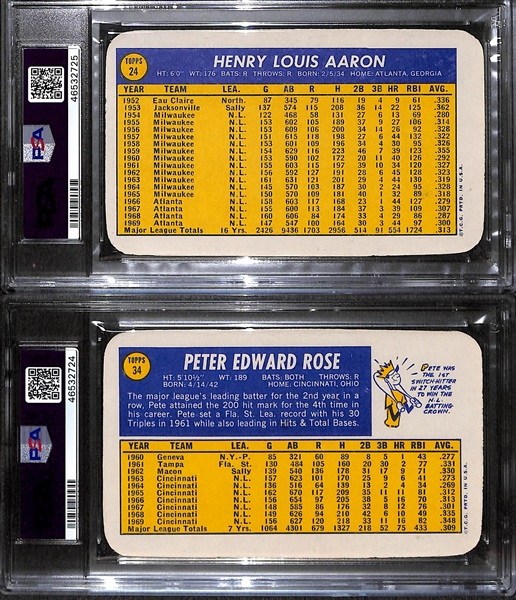 1970 Topps Super Lot of (2): Hank Aaron PSA 8 and Pete Rose PSA 7
