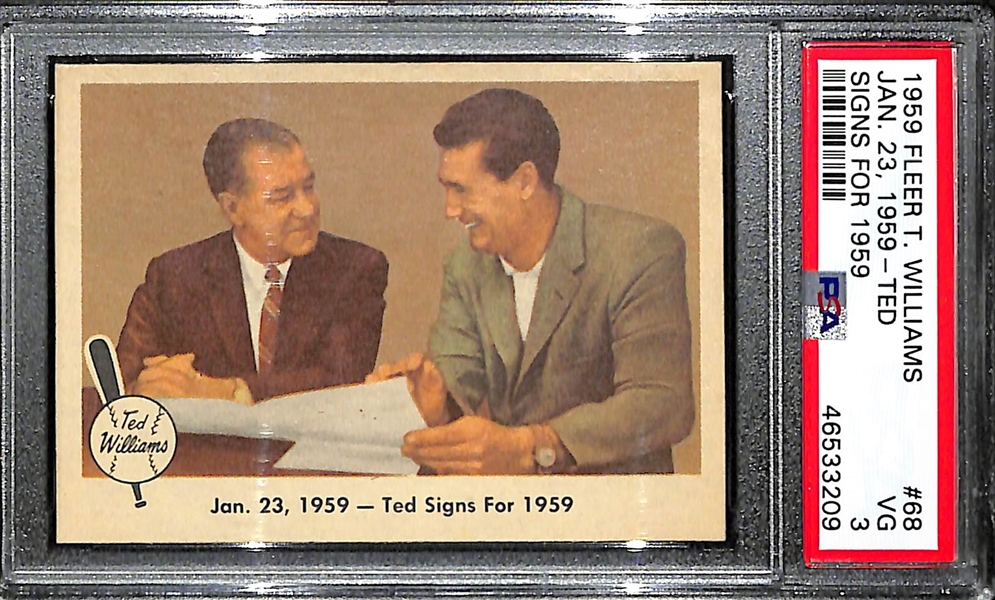 1959 Fleer Ted Williams #68 Ted Signs Card Graded PSA 3