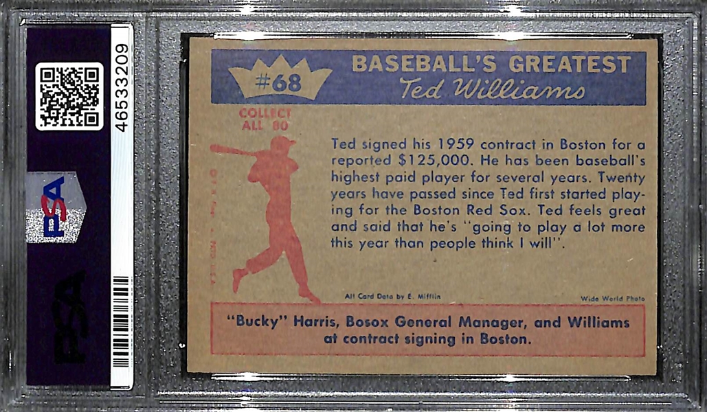 1959 Fleer Ted Williams #68 Ted Signs Card Graded PSA 3