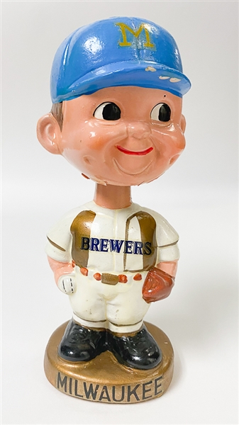Vintage 1970-72 Milwaukee Brewers Bobblehead (w/ Original Box) - VG-EX