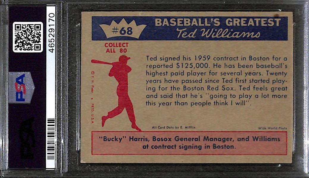 1959 Fleer Ted Williams #68 Ted Signs Card Graded PSA 6