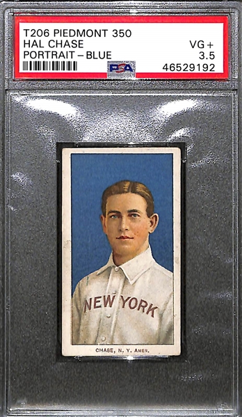 1909-11 T206 Hal Chase Piedmont 350 Portrait (Blue) Graded PSA 3.5