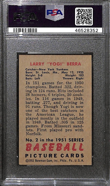 1951 Bowman Yogi Berra #2 Graded PSA 5