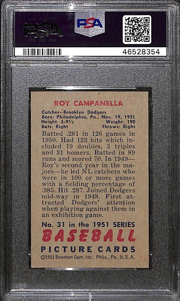 1951 Bowman Roy Campanella #31 Graded PSA 7