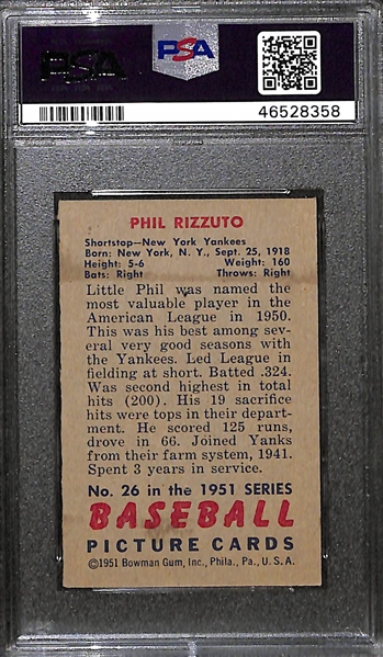 1951 Bowman Phil Rizzuto #26 Graded PSA 7