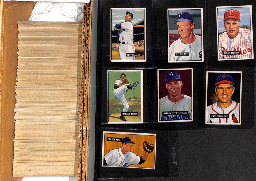 1951 Bowman Baseball Card Partial Set - Missing Only 15 Cards in the 324 Set - Missing 9 Cards Listed Above and #253 (Mantle), #280, # 297 (Dave Philly), #303 (Rotblatt), #305 (Mays), #...