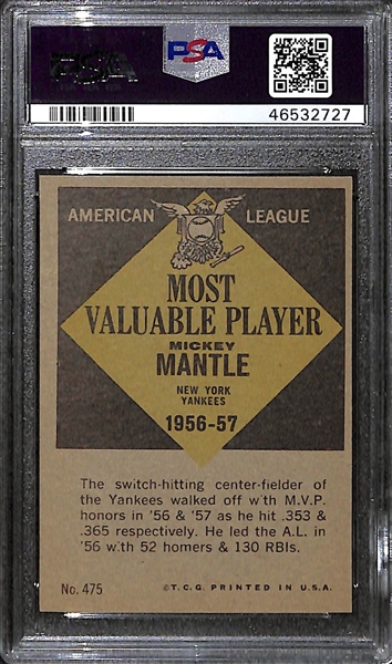 1961 Mickey Mantle MVP #475 Graded PSA 6