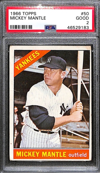 1966 Topps Mickey Mantle #50 Graded PSA 2