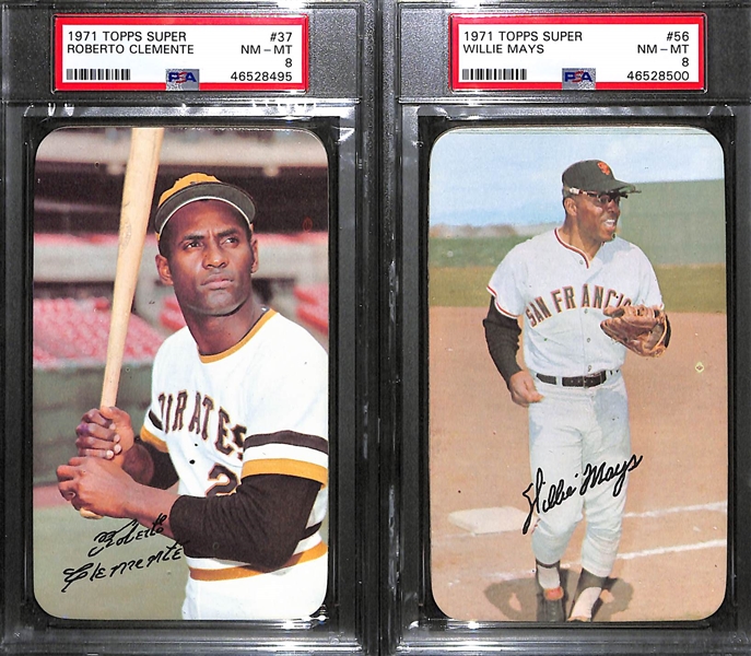 1971 Topps Super Graded Lot of (2) - Clemente (PSA 8) and Mays (PSA 8)