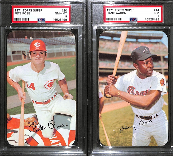 1971 Topps Super Graded Lot of (2) - Rose (PSA 8) and Aaron (PSA 7)