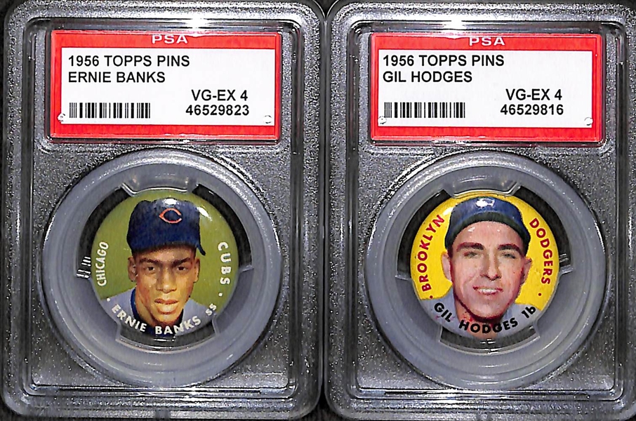 1956 Topps Pins Lot of (2) -  Ernie Banks (PSA 4 ) and Gil Hodges (PSA 4)
