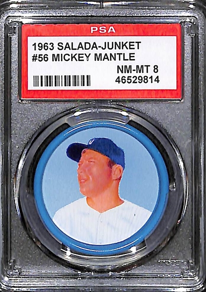 High-Grade 1963 Mickey Mantle Salada-Junket AS Baseball Coin Graded PSA 8 (NM-Mint)