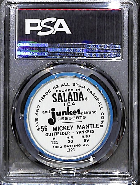 High-Grade 1963 Mickey Mantle Salada-Junket AS Baseball Coin Graded PSA 8 (NM-Mint)
