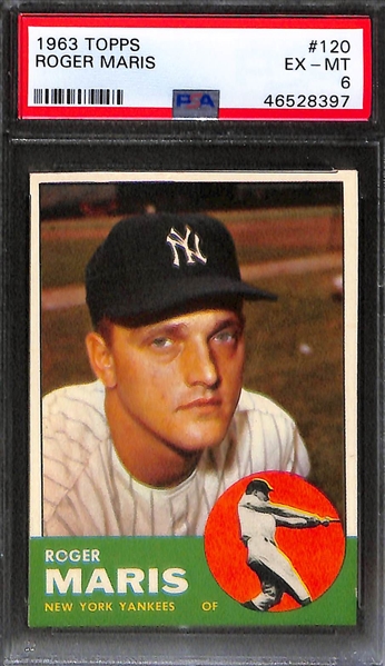 Lot of (2) Graded 1963 Topps Roger Maris #120 Cards (PSA 7 and PSA 6)