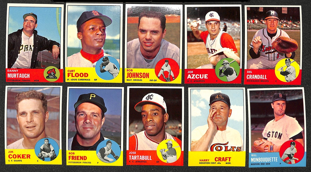 Lot of (139) Mostly Pack-Fresh 1963 Topps Baseball Cards (Many High-Grade Cards!)