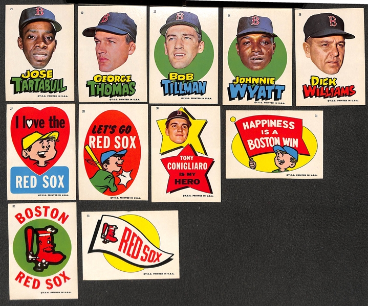 1967 Topps Boston Red Sox Sticker Partial Set (29 of 33 Stickers)