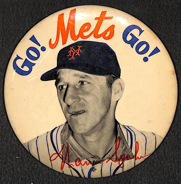 1965 Go! Mets Go! Pins of Warren Spahn and Al Jackson (3-7/16)