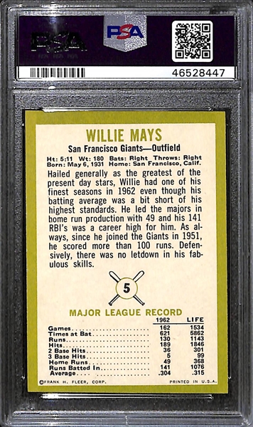 1963 Fleer Willie Mays #5 Graded PSA 7