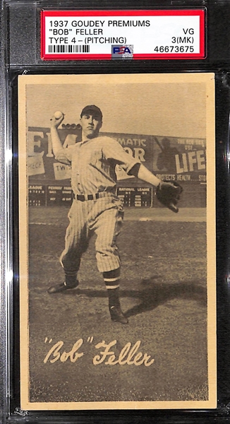 1937 Goudey Premiums (Type 4) Bob Feller Rookie Card (Pitching) Graded PSA 3 (MK)