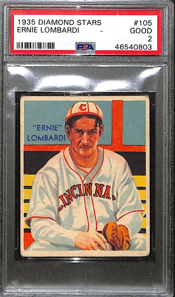1936 Diamond Stars #105 Ernie Lombardi Graded PSA 2